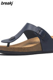 Fashion Summer Women Wedge Cork Flip Flops Slipper 2023 New Beach Outside Non-slipe Trifle Platform Med Heel Slide