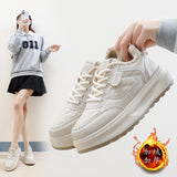 Breakj Plus Velvet Low Top Small White Shoes Female Winter 2024 Korean Version Versatile Student Shoes Warm Casual Shoes Female