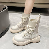 Breakj And Cool Korean Version Of Martin Boots Winter Plus Velvet 2025 New Knitted Elastic Socks Boots Showing Thin Skin Short