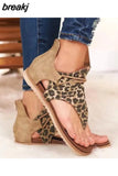Women Summer Sandals Flowers Print Zipper Sandals Flat Open Toe Outdoor Breathable Beach Shoes Ladies Ankle Strap