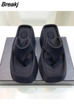 Sole Wedges Flip Flops for Women 2023 Summer Clip Toe Platform Sandals Woman Non Slip Beach Slippers High Heel