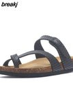 Fashion Cork Slipper 2023 New Women Summer Mixed Color Casual Beach Slip on Outside Flip Flops Slides