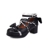 EDEELVEEYS High-heeled Cute Bow Tie Sweet Lolita Girls Love Solid Round Princess Shoes More Softer Pumps Ladies Platform