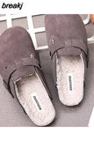 2023 New Beach Cork Slippers Casual Men Buckle Nubuck Leather Closed Toe Women Outside Slide Slip on