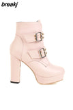 Autumn And Winter new style Rivets Buckle boots Fashion High heels Women's Short boots boots female women