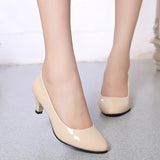 New Black Round High Heels With Shallow Single Shoes Women's Professional Plus Size Work