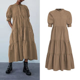 Women's Summer Dress Bohemian Sundress 2022 VONDA Vintage Lantern Sleeve Swing Party Long Dress Casual Robe