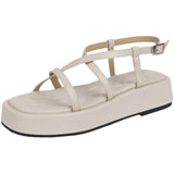 Platform Sandals Women 2022 Summer Square Toes Shoes Female Chunky Sole Ankle Strap Sandals Sandals Women Zapatos De