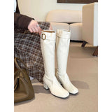 Breakj Brown Square Head With Long Boots Woman 2025 New Autumn But Knee High