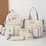 NEW 5 Piece Set backpacks fashion canvas kawaii female Korean Shoulder bag Casual College Students backpack School bag for