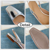 Size 33-40 Women Flats Sandals Real Leather Elegant Low Heels Summer Shoes For Women 2023 Fashion Silver