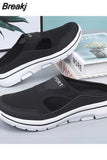 Men Casual Mules Mesh Breathable Flat Slippers Summer Couple Shoes Large Size Loafers Fashion Shoes Men Street