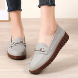 Breakj New Women's Shoes Leather Flat Sole Women's Bean Shoes One Foot Pedal Casual Women's Comfortable Mother