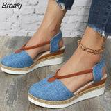 Fashion Buckle Peep Toe Women Sandals Wedges Comfort Lightweight High Heels Wear-resistant Women Office Wedding