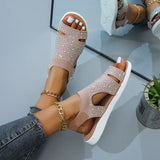 Summer Women Flats Crystal Stretch Orthopedic Sandals Open Toe Beach Shoes Footwear Casual Ladies Sandalias