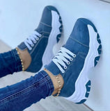 Year's New Thick-Soled Color Tie With Canvas Shoes Women's Large Size Low-Help Casual Single-Shoe