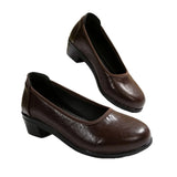 Breakj Work Shoes Shallow Mouth Thick Heel Professional Shoes Soft Leather Plain Heel Work Clothes Flight Attendant Female Middle-Age Mother