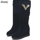 Women's High Boots Shoes Fashion Women Over The Knee Boots New Autumn Winter Flock Botas Feminina Thigh High Boots