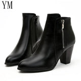 Return Women Ankle Boots Fashion PU leather Boots High heel 8cm Ladies shoes Side Zipper Short Boots for Women Shoes Drop