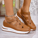 Breakj New Slope Hedley Sandals Bag Head Hollow Breathable Female Large Size Loose Cake Thick-Soled Magic Stick Casual