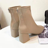 Breakj Boots 2023 New Female Boots Winter Head Behind The Zipper Short Boots Women's Coarse And Middle Boots