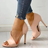 Breakj Summer Station 4243 High-Heeled Fish Mouth Sandals Women Large Size Sidefish Thin Women's Shoes Fashion