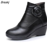 2023 women boots women genuine leather winter boots warm plush autumn boots winter wedge shoes woman ankle boots size
