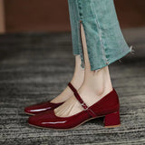 Breakj Size Mary Jane Shoes Popular Summer New Thick Heel Retro Square Head Women's Shoes Fashion Temperament In The Heel Simple Single