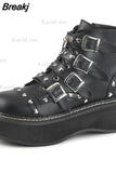 Design Cool Block Great Quality Gothic Style Woman Boots Fashion Chunky Platform Cosy Woman Shoes Ankle Boots Big Size