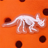 Luminous Shoe Charms Fluorescent White Dinosaur Skeleton PVC Shoe Buckle Decoration Fit Croc Jibz Party Kids Gifts
