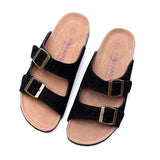 Men's Faux Suede Leather Mule Clogs Slippers Soft Cork Two Buckle Slides Footwear For Men Women Unisex