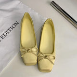 Breakj New Square-Headed Flat Shoes Bow Ballet Ballet Princess Wind Pure Color Sweet Single Shoes