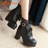 High Heeled Ankle Boots For Women 2023 Korean Style Sweet Ankle Buckle Strap Short Boots Comfy Walking Boots