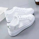 Women Casual Shoes New Spring White Sneakers Breathable Flower Lace-Up Women Sneakers Women Shoes Fashion