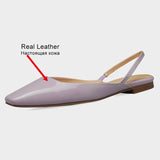 Size 33-40 Women Flats Sandals Real Leather Elegant Low Heels Summer Shoes For Women 2023 Fashion Silver