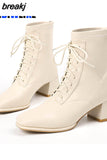 5cm HOT women Ankle boots Leather 35-39 feet length boots for women Round Toe Chelsea boots high heel boots