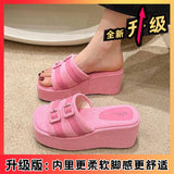 Breakj Slope And Slippers Women Wear 2025 New Thick-Soled Leisure Beach Women's Shoes Buckle Cool Drag