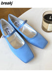 New Arrival Candy Color Style Sweet Buckle Mary Janes Shoes Women'S Shallow Mouth Casual Student Shoes Low Heels