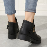 Breakj And Winter New Large-Size Lady Round Head Zipper Coarse And Short Boots Fashion
