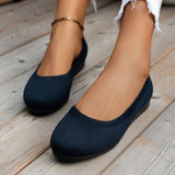 Breakj Korean Version Of Large-Size Round Head Flat Bottom Lazi Single Shoes Women Flying Air Permeable Flat And Shallow Work Shoes