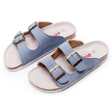 Men's Faux Suede Leather Mule Clogs Slippers Soft Cork Two Buckle Slides Footwear For Men Women Unisex