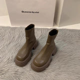 Breakj Boots Women's Thick Bottom Versatile White Plus Velvet Martin Boots Women's British Wind 2024 New Autumn And Winter Boots Women's