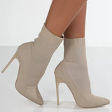 Women Boots 2022 New High Heels Boots Socks Slip On Ankle Boots Black Women Heels Shoes Winter Shoes For Woman Short Botas