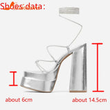 Chunky High Heels Women Sandals 2023 Hot Fashion European Style Sexy Rhinestone Sandals Strappy Women Shoes Party