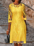 2022 New Fashion O Neck Solid Loose Pullover Dress Spring Summer Half Sleeve Casual Dress Sexy Lace Party Dress Women