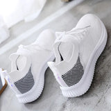Women Shoes 2022 Spring White New Breathable Sports Mesh Versatile Summer Hollow Walking Flying Woven No-slip Ladies