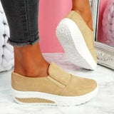 Summer Women's Single Shoes Platform Lightweight Suede Ladies Loafers Flat Platform Slip On Hiking Shallow Mouth Casual