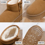Breakj Bottom Snow Boots Women 2024 New Winter Add Velvet Versatile Warm Short Tube Casual Cotton Shoes Ankle Boots