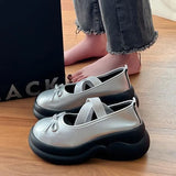 Womens Derby Shoes Autumn Female Footwear Clogs Platform Leather Fall Dress New Creepers Retro Basic Mary Janes Rubber PU Hoof