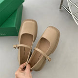 Design Shoes Women Casual Thick Sole Heels Ankle Buckle Shoes Elegant Ladies Shallow Single Platform